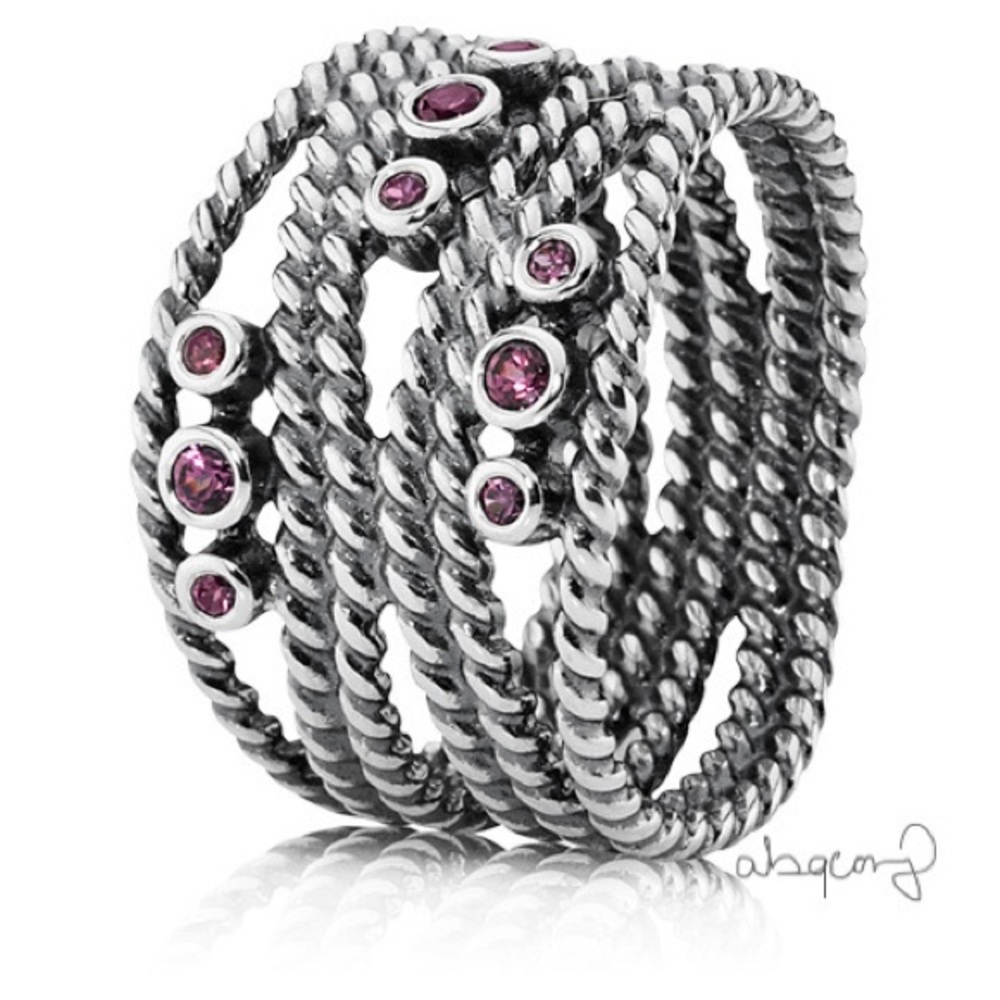 EUC Pandora 190863RHL 925 Sterling Silver Hidden Romance Ring w/ Rhodolite Stone - Picture 1 of 17